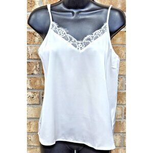 Lace Cami Tank Top Adjustable Strap Romantic Flowy White Size Medium NWT